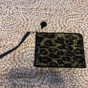 Leopard Print Wristlet Clutch